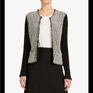 [DONNA KARAN] NWT Black & White Knit Color block Cardigan